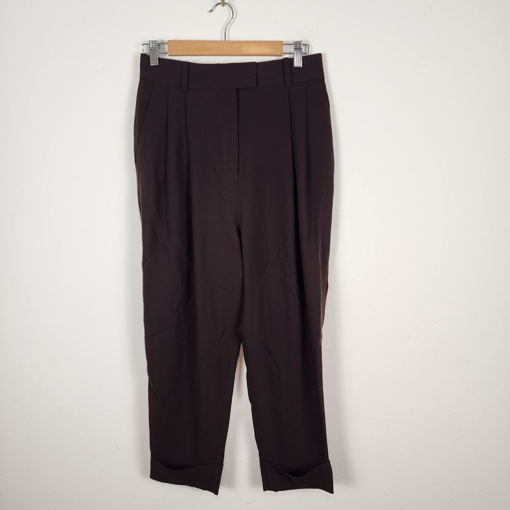 COS Burgundy Red Lightweight Tapered Cuffed Dress Pants Women's Size EUR 36